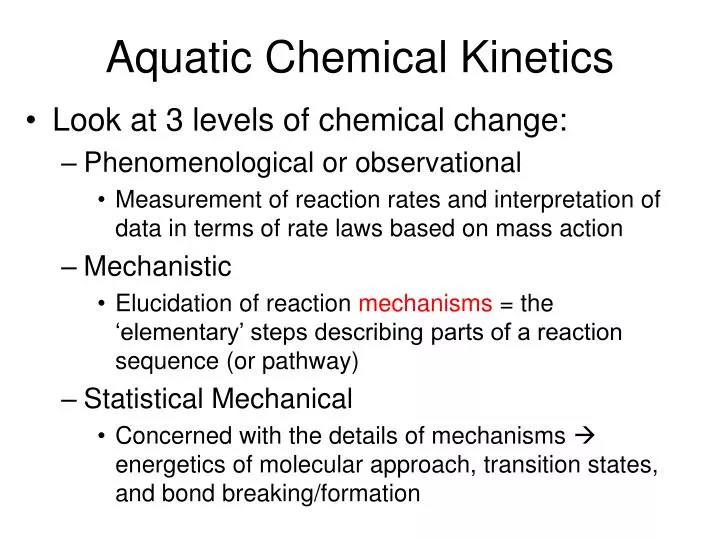 aquatic chemical kinetics