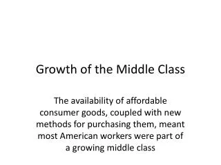 Growth of the Middle Class
