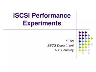 iSCSI Performance Experiments