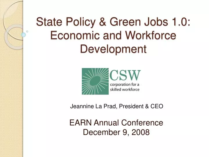 state policy green jobs 1 0 economic and workforce development