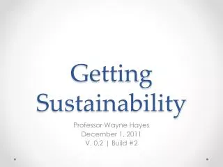 Getting Sustainability