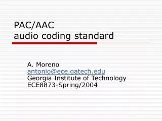 PAC/AAC audio coding standard