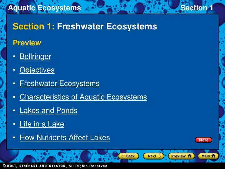 section 1 freshwater ecosystems