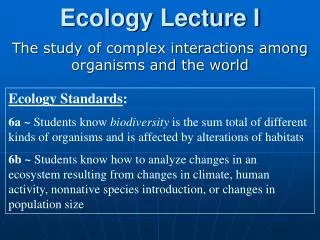 Ecology Lecture I