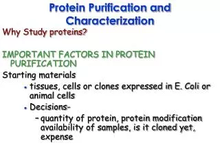 Protein Purification and Characterization