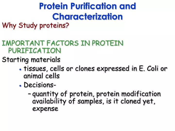protein purification and characterization