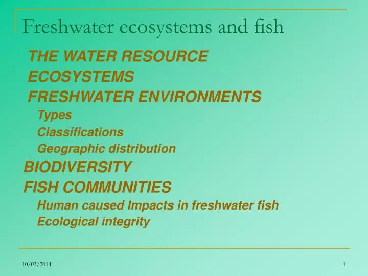 freshwater ecosystems and fish