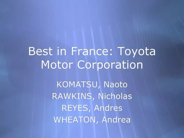 best in france toyota motor corporation