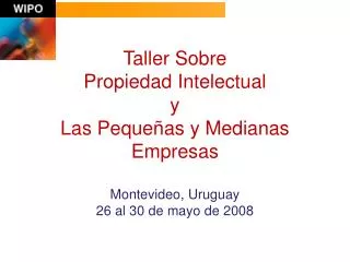 Taller Sobre Propiedad Intelectual y Las Pequeñas y Medianas Empresas Montevideo, Uruguay 26 al 30 de mayo de 2008