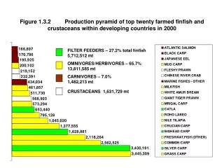 Figure 1.3.2	Production pyramid of top twenty farmed finfish and crustaceans within developing countries in 2000