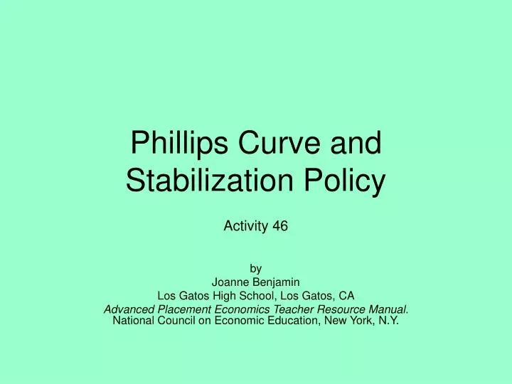 phillips curve and stabilization policy