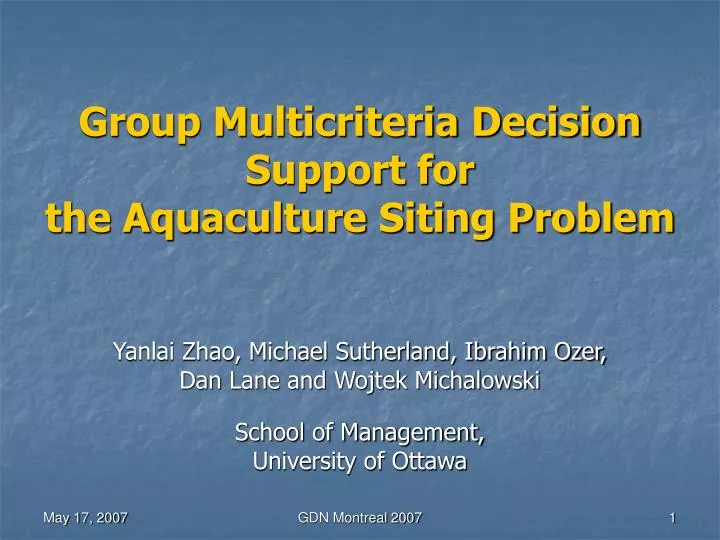 group multicriteria decision support for the aquaculture siting problem