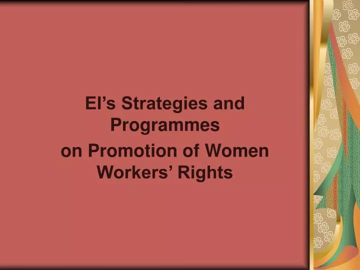 ei s strategies and programmes on promotion of women workers rights