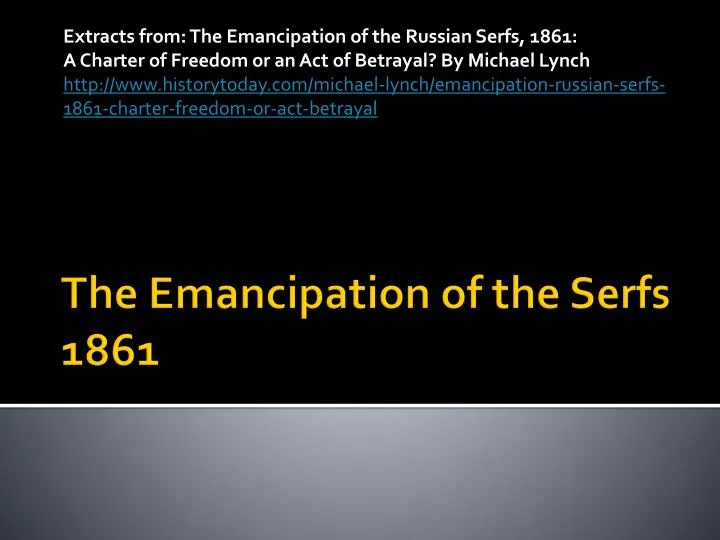 the emancipation of the serfs 1861