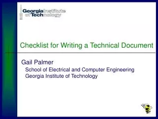 Checklist for Writing a Technical Document