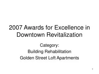 2007 Awards for Excellence in Downtown Revitalization