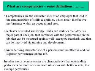 What are competencies – some definitions ………