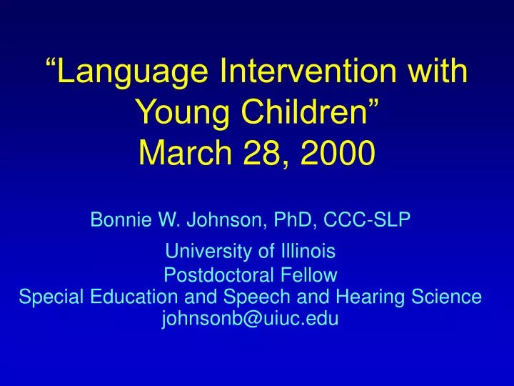 language intervention with young children march 28 2000