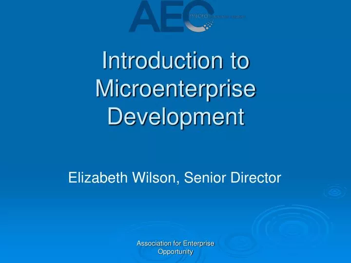 introduction to microenterprise development