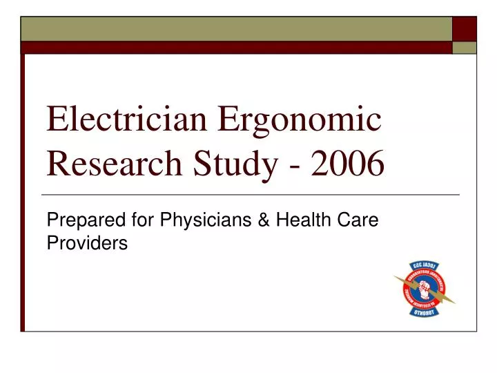 electrician ergonomic research study 2006
