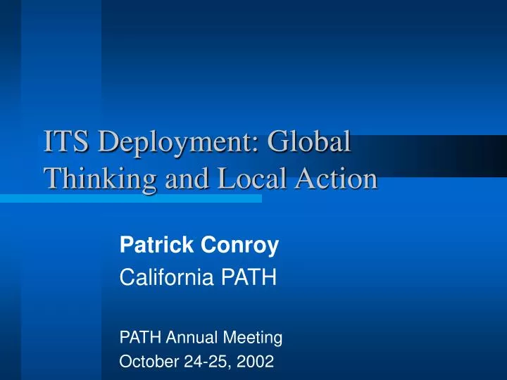 its deployment global thinking and local action