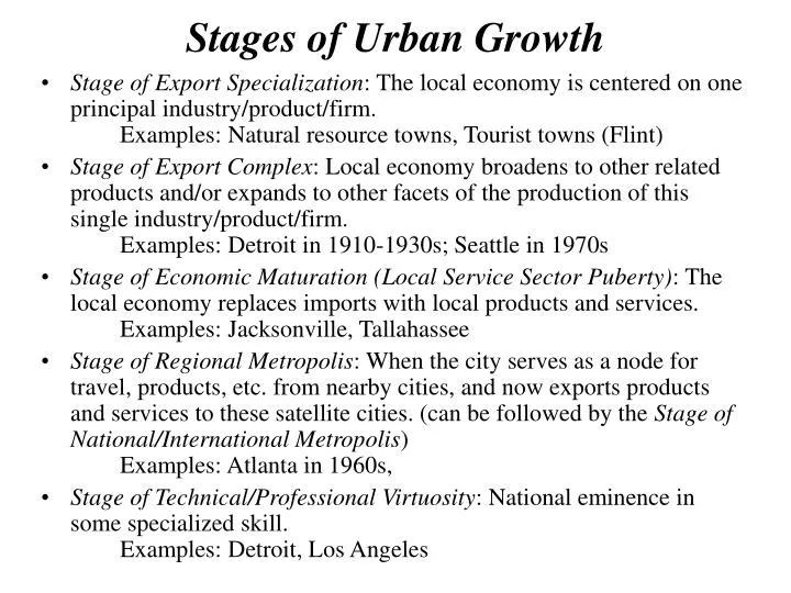 stages of urban growth