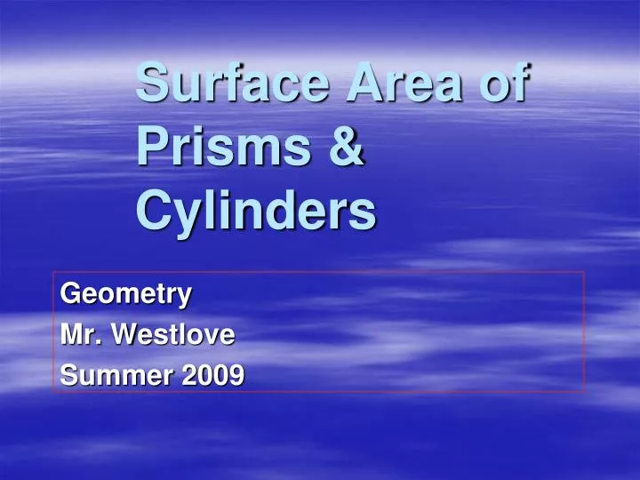 surface area of prisms cylinders