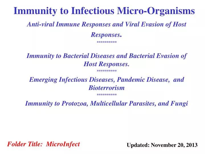 immunity to infectious micro organisms