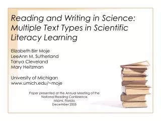 Reading and Writing in Science: Multiple Text Types in Scientific Literacy Learning