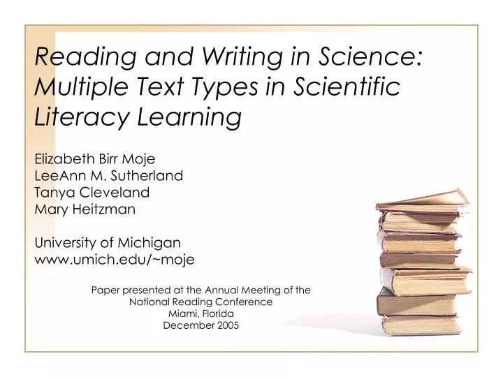 reading and writing in science multiple text types in scientific literacy learning