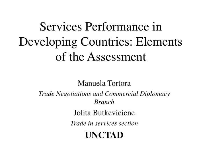 services performance in developing countries elements of the assessment