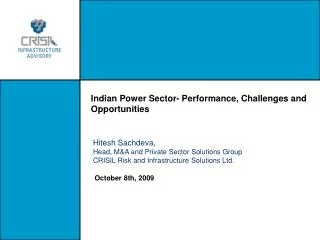 Indian Power Sector- Performance, Challenges and Opportunities