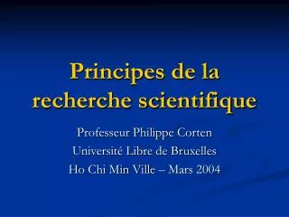 Principes de la recherche scientifique