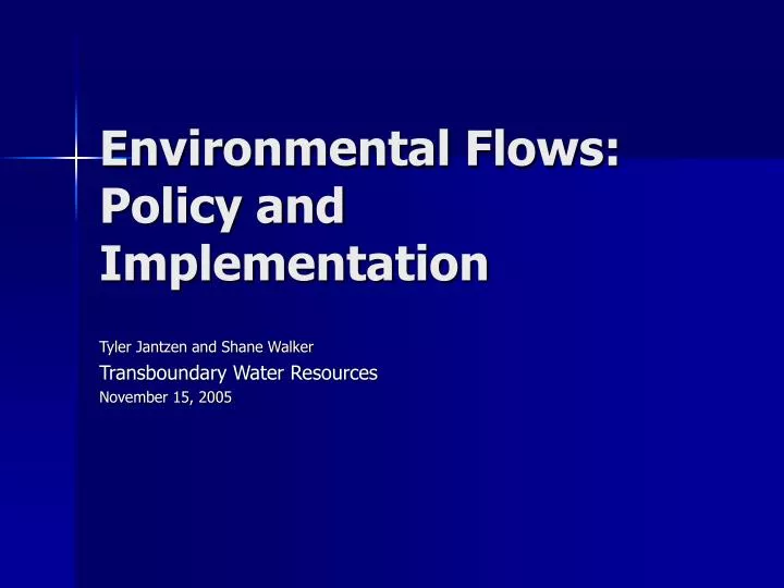 environmental flows policy and implementation