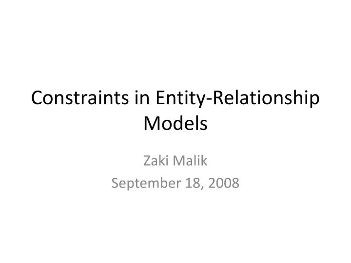 constraints in entity relationship models