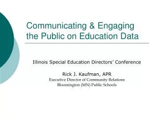 Communicating &amp; Engaging the Public on Education Data
