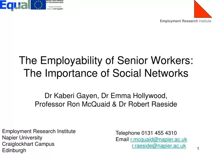 the employability of senior workers the importance of social networks