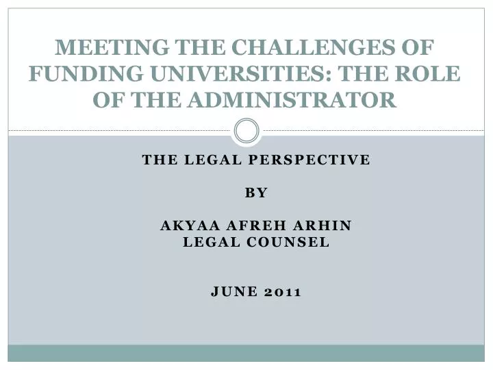 meeting the challenges of funding universities the role of the administrator