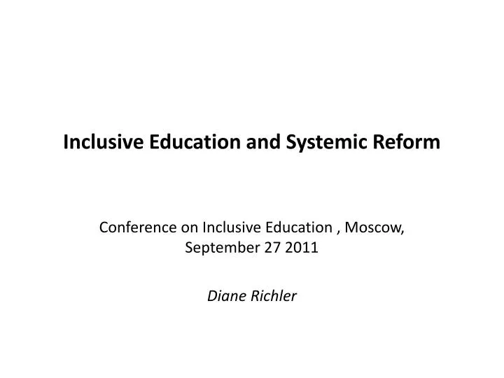 inclusive education and systemic reform