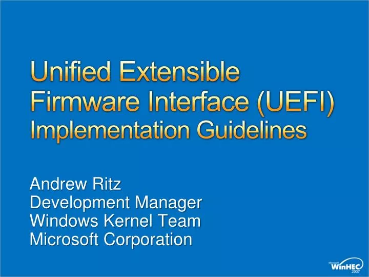 unified extensible firmware interface uefi implementation guidelines