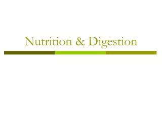 Nutrition &amp; Digestion