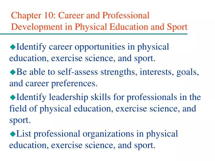 chapter 10 career and professional development in physical education and sport