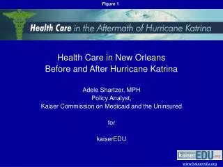 Health Care in New Orleans Before and After Hurricane Katrina Adele Shartzer, MPH Policy Analyst, Kaiser Commission on