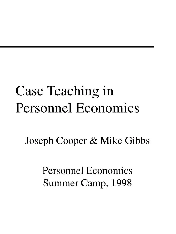 case teaching in personnel economics