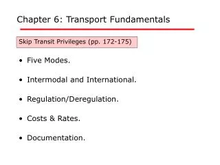 Chapter 6: Transport Fundamentals