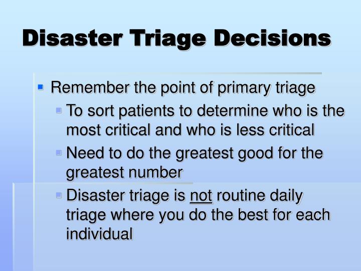 disaster triage decisions