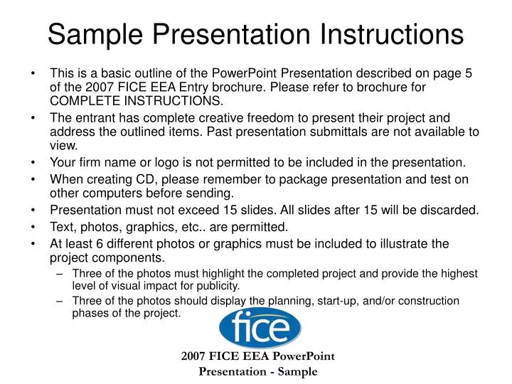 sample presentation instructions