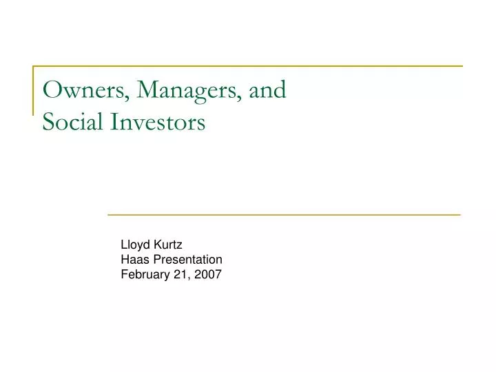 owners managers and social investors