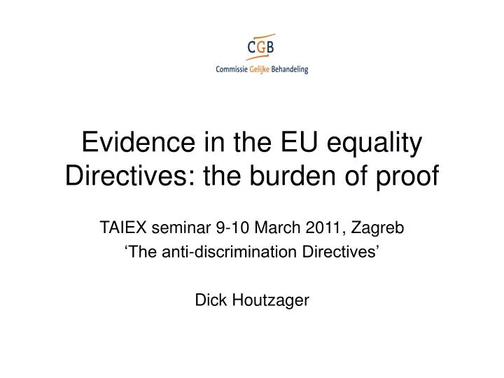 evidence in the eu equality directives the burden of proof