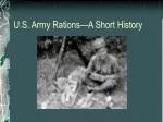 U.S. Army Rations—A Short History